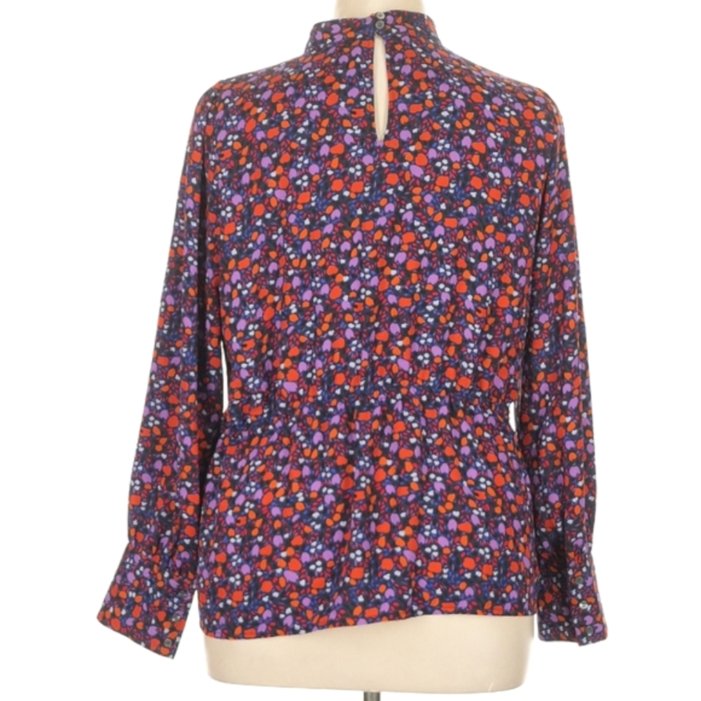 Halogen Splash Patterned Long Sleeve High Neck Blouse - Picture 3 of 7